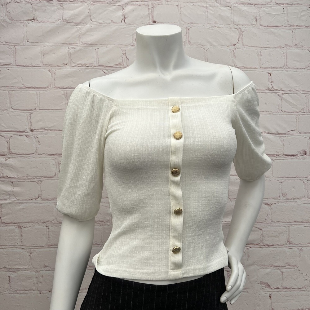 Love J Women's White Cold Shoulder T Shirt Casual Blouse Size S